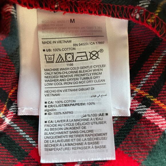 Old Navy Womens Shirt Flannel Tartan Plaid Button Down Red Cabincore Medium - Picture 5 of 7